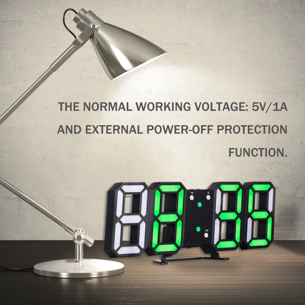 3D LED elektronikus asztali digitális óra, ébresztőóra - Fekete és piros