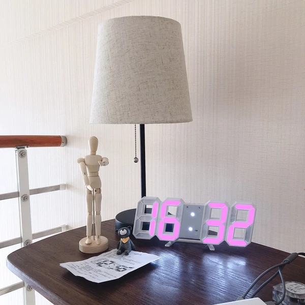3D LED falióra, dátum, hőmérséklet kijelző digitális ébresztőóra - Fekete és kék