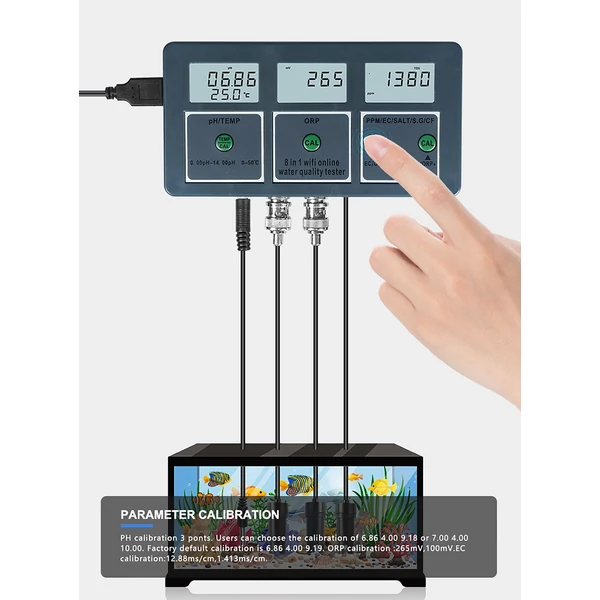 Professzionális 8 az 1-ben többparaméteres vízmérés digitális LCD-vel