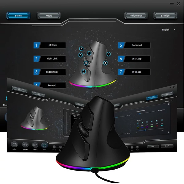 Laptophoz testreszabható RGB világítással és ergonomikus kialakítással – vezetékes egér