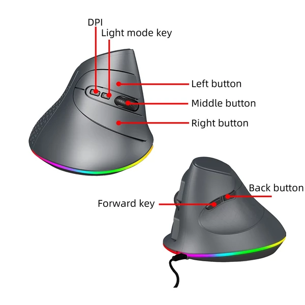 Laptophoz testreszabható RGB világítással és ergonomikus kialakítással – vezetékes egér