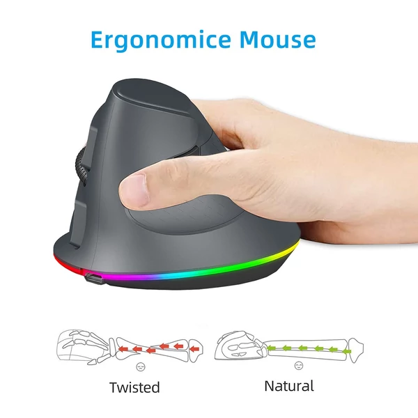 Laptophoz testreszabható RGB világítással és ergonomikus kialakítással – vezeték nélküli, kétmódusú egér