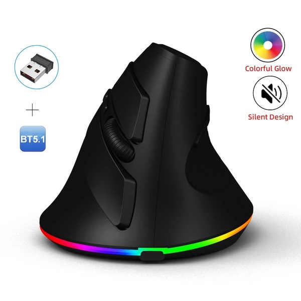 Laptophoz testreszabható RGB világítással és ergonomikus kialakítással – vezeték nélküli, kétmódusú egér