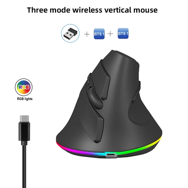 Laptopokhoz testreszabható RGB világítással és ergonómikus kialakítással – vezeték nélküli hárommódú egér