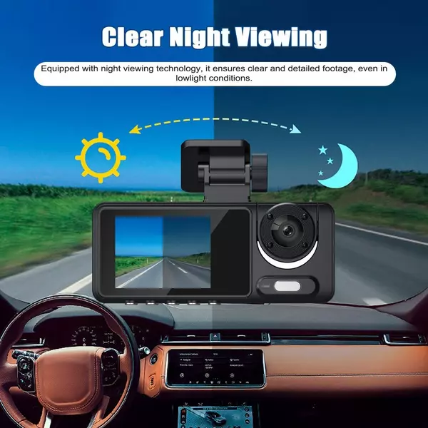 3 kamerás műszerfal, többnyelvű átlátszó autós visszapillantó tükör (WiFi nélkül)