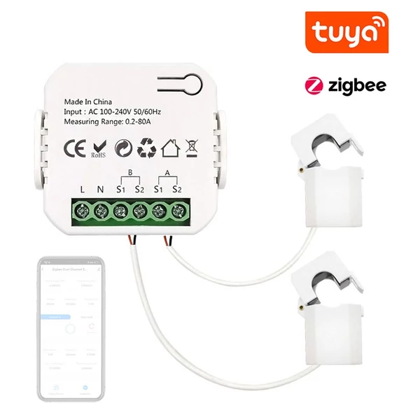 Tuya intelligens energiamérő napelemes rendszer energiatermelési mérője - ZiGBee, 1 CT