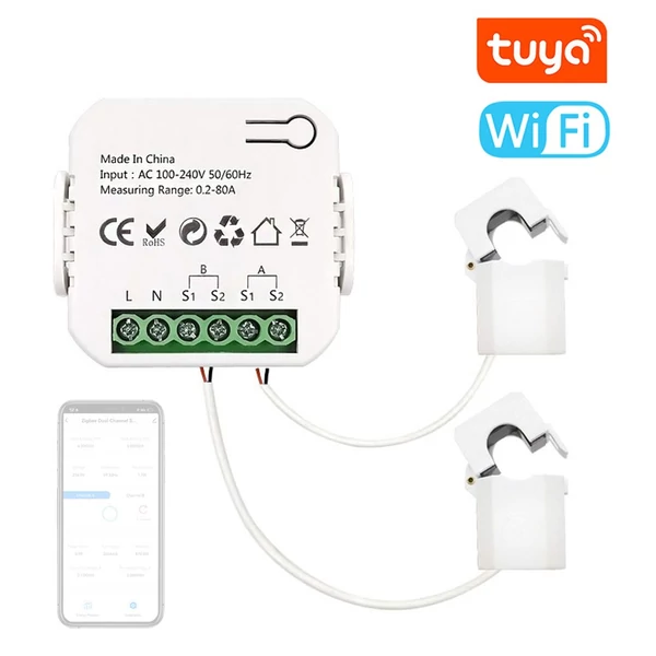 Tuya intelligens energiamérő napelemes rendszer energiatermelés mérő - WiIFI, 1 CT