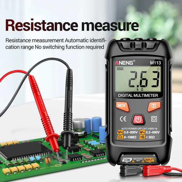 ANENG M113 digitális mini multiméter teszter Intelligens AC/DC feszültségmérő - Fekete