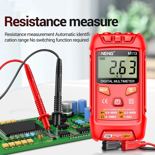ANENG M113 digitális mini multiméter teszter Intelligens AC/DC feszültségmérő - Piros