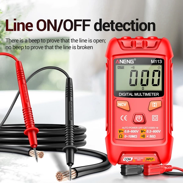 ANENG M113 digitális mini multiméter teszter Intelligens AC/DC feszültségmérő - Piros