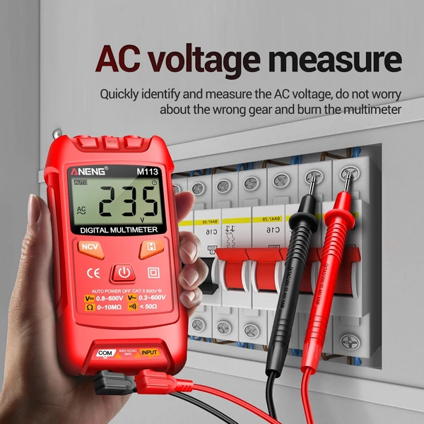 ANENG M113 digitális mini multiméter teszter Intelligens AC/DC feszültségmérő - Piros