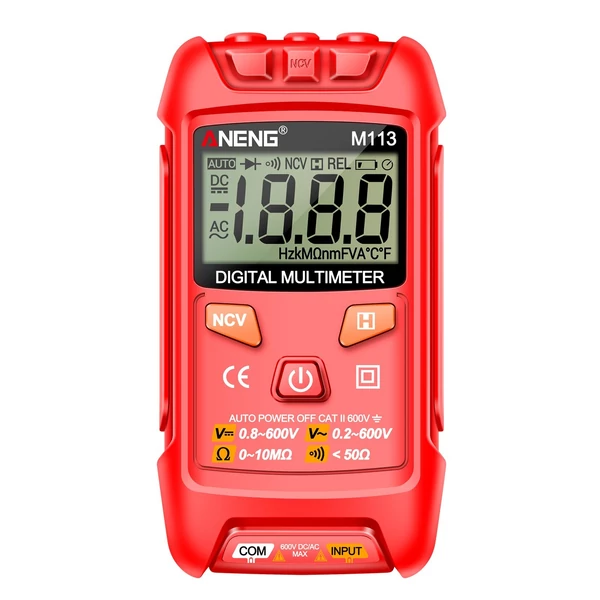 ANENG M113 digitális mini multiméter teszter Intelligens AC/DC feszültségmérő - Piros