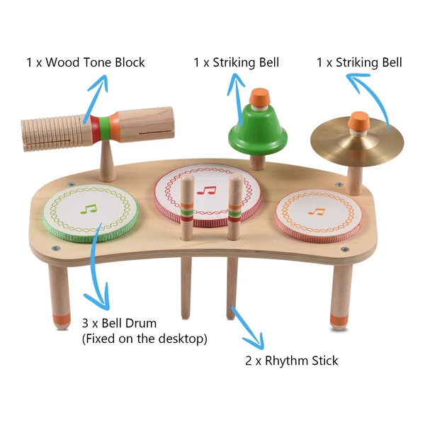 7 az 1-ben asztali hordozható, levehető dobkészlet ütőhangszer