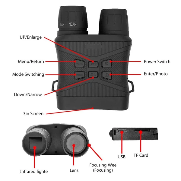 3 hüvelykes kültéri éjjellátó 5X digitális zoom távcső 42MP infravörös teleszkóp