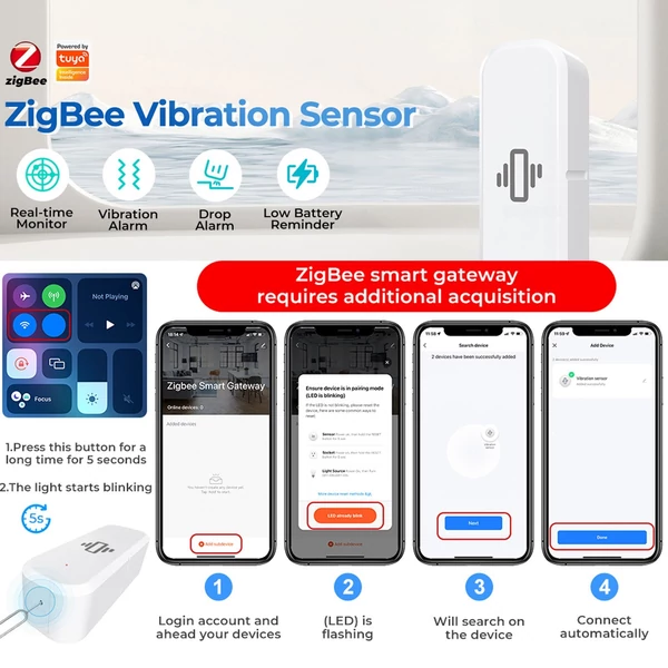 Tuya ZigBee intelligens rezgésesés-érzékelő