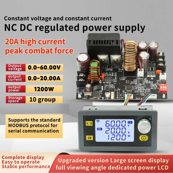 CNC állítható egyenáramú stabilizált feszültségű tápegység (LCD kijelzővel)