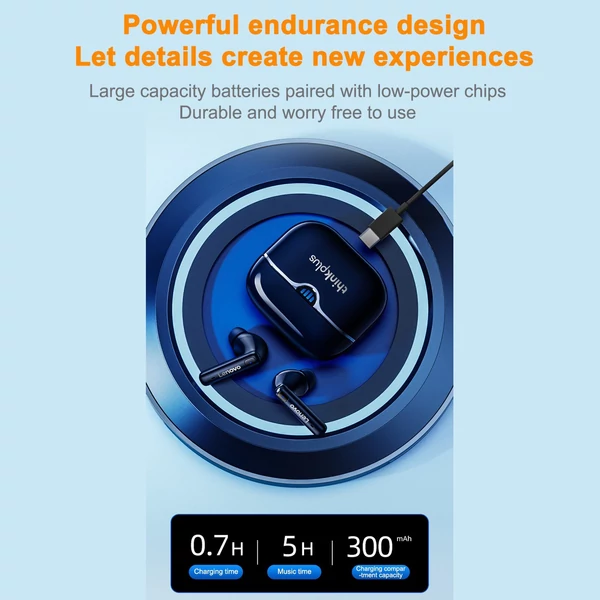 Lenovo LP15 True Wireless BT5.3 In-Ear sportfülhallgató mikrofonnal, töltőtokkal - Fekete