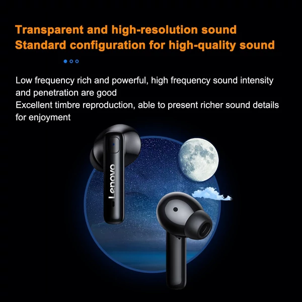 Lenovo LP15 True Wireless BT5.3 In-Ear sportfülhallgató mikrofonnal, töltőtokkal - Fekete