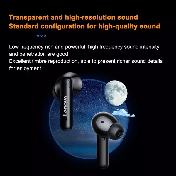 Lenovo LP15 True Wireless BT5.3 In-Ear sportfülhallgató mikrofonnal, töltőtokkal - Fehér