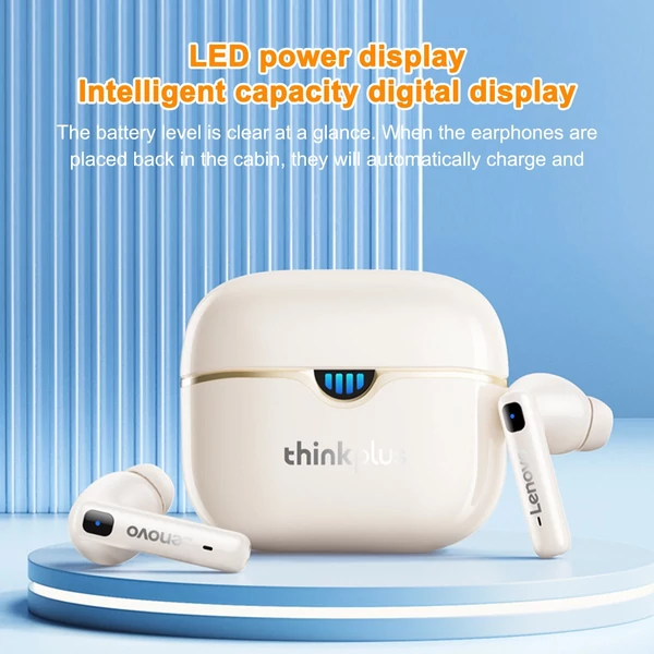 Lenovo LP15 True Wireless BT5.3 In-Ear sportfülhallgató mikrofonnal, töltőtokkal - Fehér