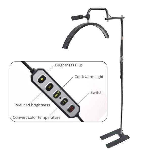 Andoer HD-M23X 36 W, félhold alakú, töltőfény padló LED-es videolámpa - Fekete