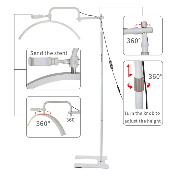 Andoer HD-M23X 36 W, félhold alakú, töltőfény padló LED-es videolámpa - Fehér