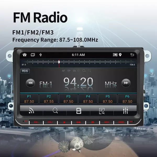 Android 12 autós sztereó, dupla DINes GPS-navigációs FM rádió 9 hüvelykes IPS képernyővel