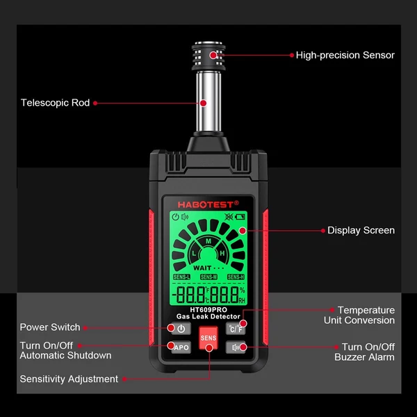 HABOTEST HT609PRO gázszivárgás érzékelő