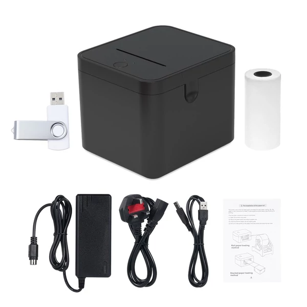 58 mm-es POS nyugta nyomtató USB+BT asztali csatlakozás - Fekete