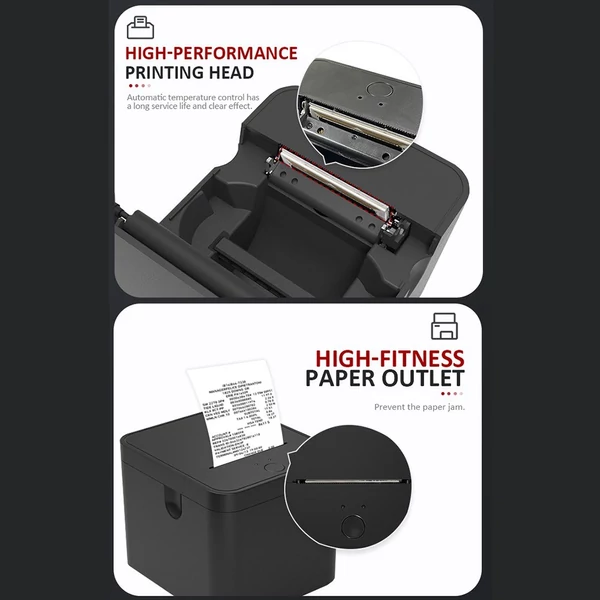 58 mm-es POS nyugta nyomtató USB+BT asztali csatlakozás - Fekete