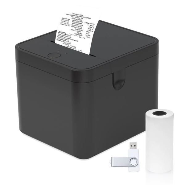58 mm-es POS nyugta nyomtató USB+BT asztali csatlakozás - Fekete