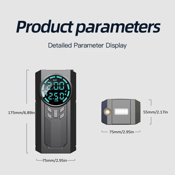 110 PSI 6000 mAh akkumulátoros elektromos gumiabroncs szivattyú LED lámpával