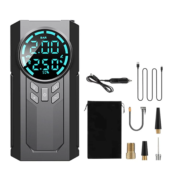 110 PSI 6000 mAh akkumulátoros elektromos gumiabroncs szivattyú LED lámpával