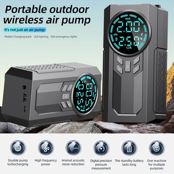 110 PSI 6000 mAh akkumulátoros elektromos gumiabroncs szivattyú LED lámpával