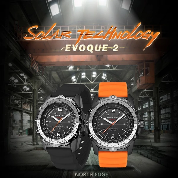 NORTH EDGE EVOQUE 2 férfi napelemes digitális karóra - Fekete