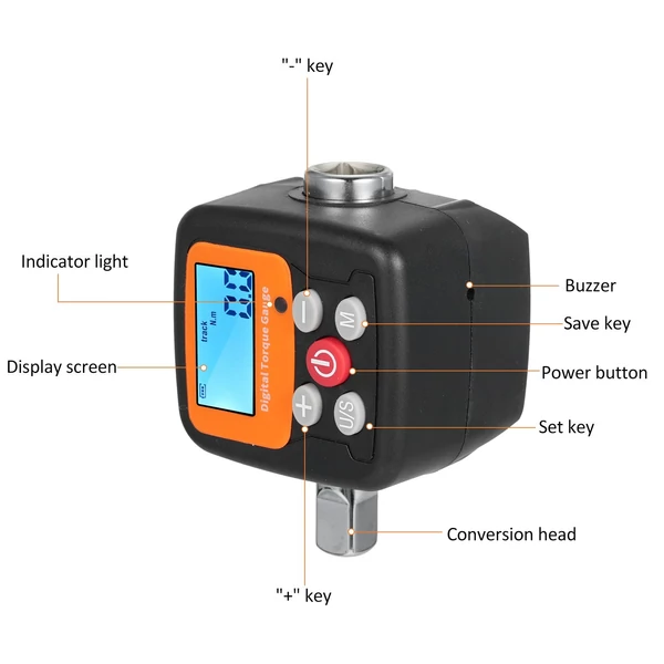 ENGC-135 digitális kijelzős nyomatékmérő 1/2"-3/8" adapterekkel
