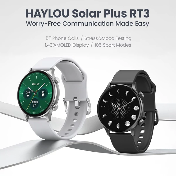 HAYLOU Solar Plus RT3 okosóra 1,43 hüvelykes HD színes érintőképernyő - Fekete