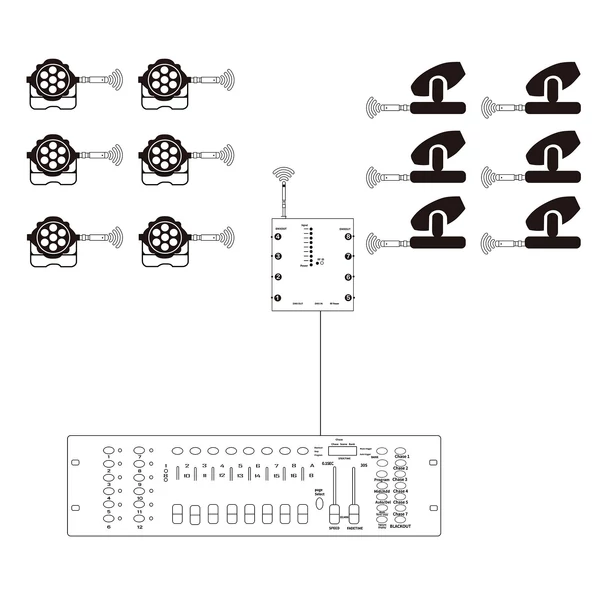 DMX512 vezeték nélküli világítási jelerősítő elosztó jeldekódoló