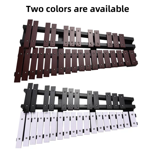 Glockenspiel összecsukható xilofon fa keret, 5 mm vastag alumínium rudak ütős hangszer (30 hang) - Kávé