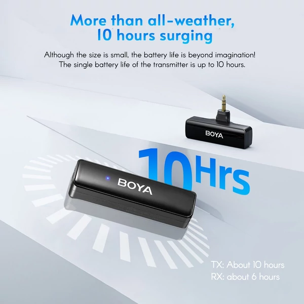 BOYA BOYALINK A1 2,4 GHz vezeték nélküli Lavalier Clip-on mikrofonrendszer 100 m átviteli hatótáv, zajcsökkentés, automatikus szinkron vevővel + 1db adó + 3db adapter