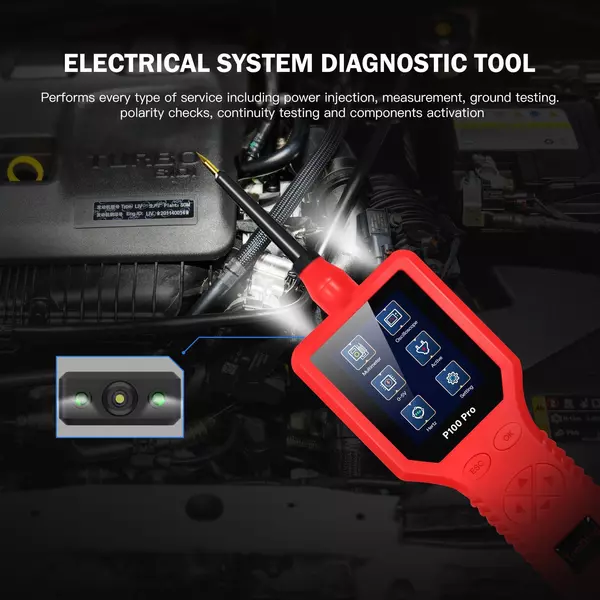 TopDiag P100 Pro 9-30V autós áramkörvizsgáló gépkocsi áramkör-diagnosztikai teszter - Piros