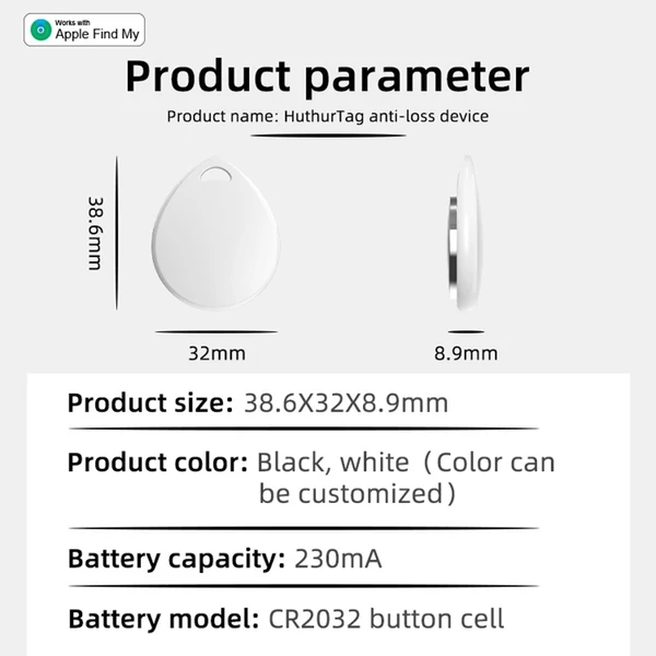 TX01 Bluetooth nyomkövető kulcskereső és tételkövető címkék (1 csomag) - Fekete