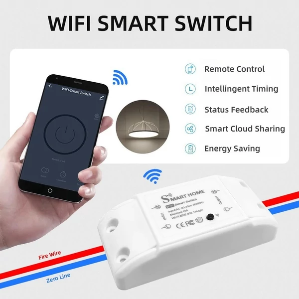 Intelligens WiFi fénykapcsoló WiFi+BT 10A kapcsoló RF vezeték nélküli távirányító kapcsolókészlet