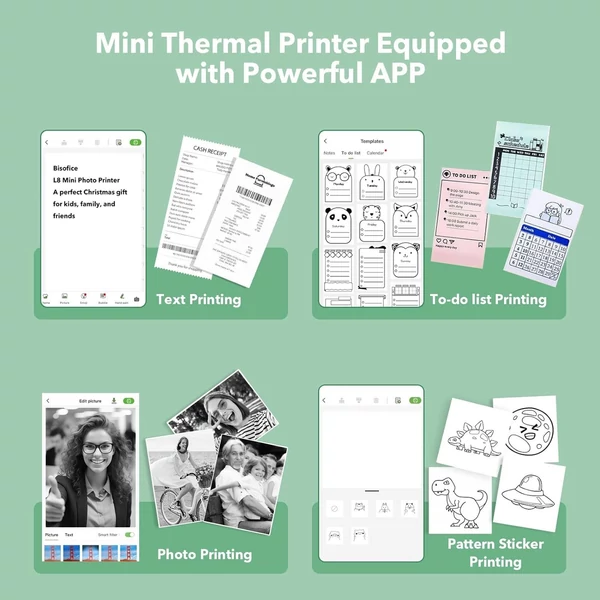 Mini multifunkciós hordozható matricakészítő azonnali fotó, tinta nélküli hőnyomtatás – 6 db 57 mm-es papírtekerccsel