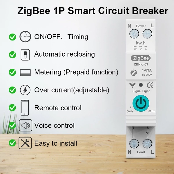 TUYA ZigBee intelligens áramkör-megszakító távirányító hangvezérlés kapcsoló