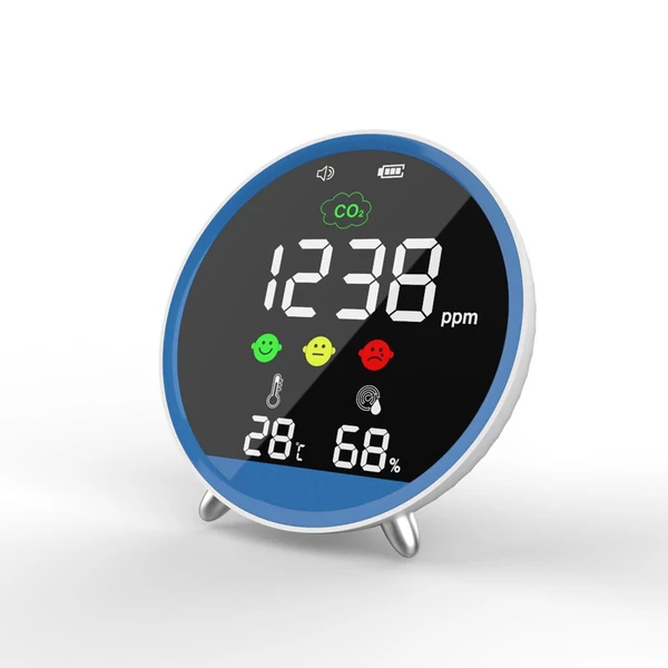 Beltéri hordozható CO2-érzékelő, többfunkciós termohigrométer