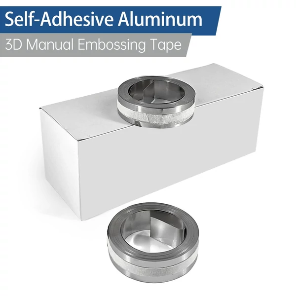 Alumínium 3D kézi dombornyomó szalag öntapadó fém címkekészítő utántöltő - 1 tekercs 12mm*3,65m