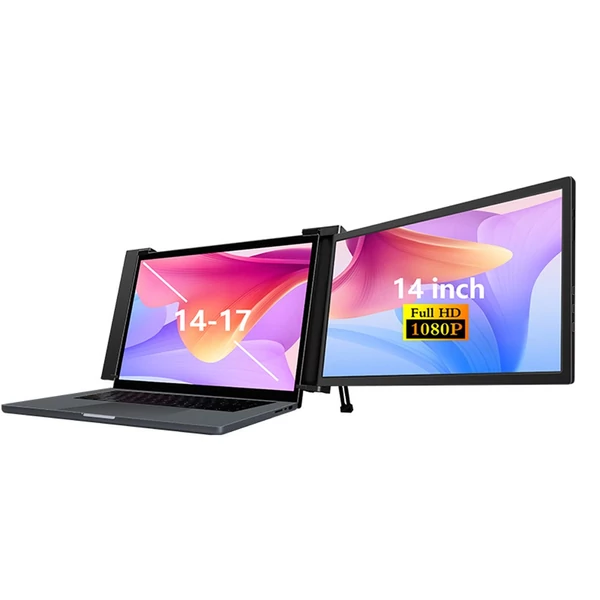 14 hüvelykes laptopbővítő képernyő, hordozható monitor laptophoz - Fekete