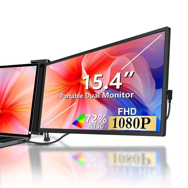 15,4 hüvelykes laptopbővítő képernyő, hordozható monitor laptophoz - Fekete