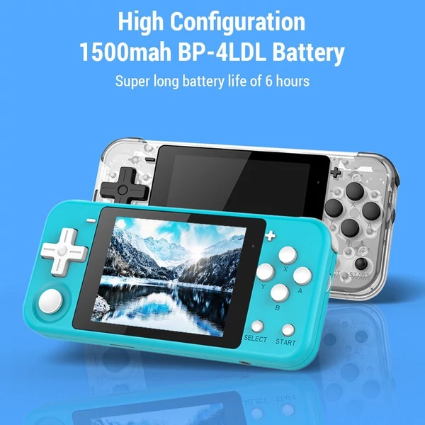 Powkiddy Q90 játékemulátor, kézi 3 hüvelykes IPS képernyő, nyílt forráskódú rendszerű játékkonzol - Kék, 16GB